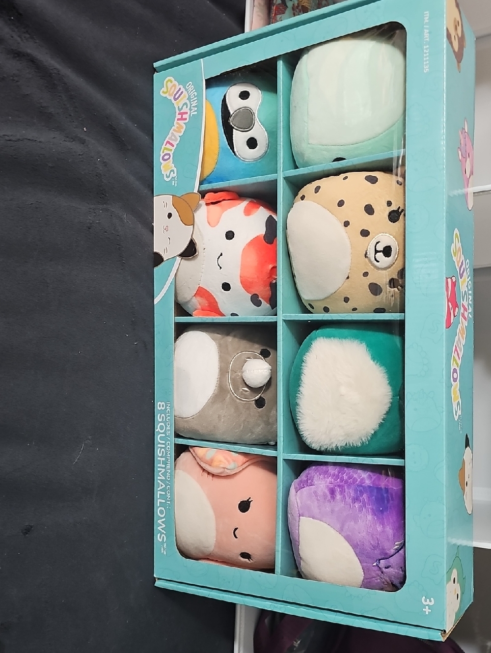 Squishmallows Mini Set Featuring Teal, Purple, Green, Peach, Gray, Cream